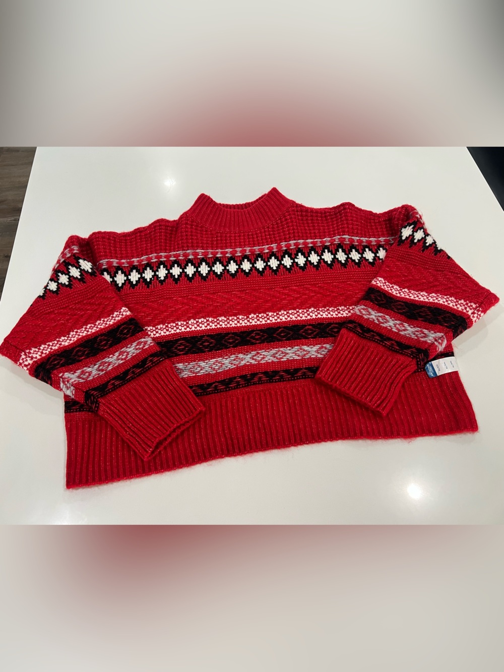 Red Arizona Mock Neck cropped Red Sweater size XL